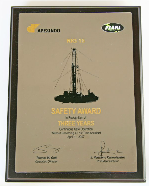 Apexindo’s Rig 15 achieved a commendable 3 years of operation without Loss Time Incident