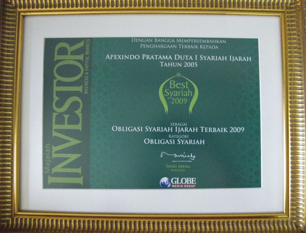 Apexindo Pratama Duta I Syariah Ijarah Bond 2005 wins as Best Syariah Ijarah Bond 2009