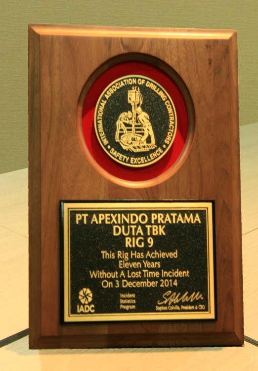 The International Association of Drilling Contractors (“IADC”) recognizes Rig 9 that has achieved eleven years without a lost time incident